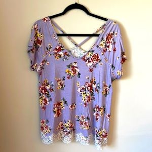 Light purple w/flowers summer top